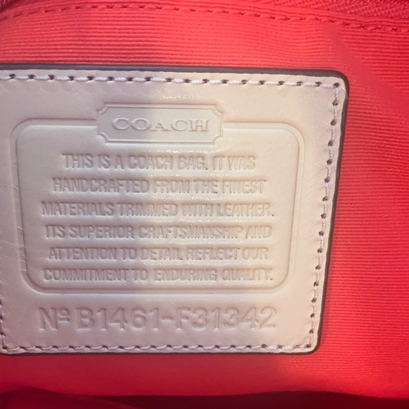 Coach Red and White Floral Tote w twilly - Picture 5 of 7